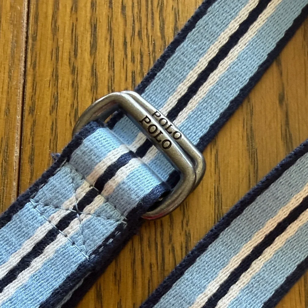 Polo by Ralph Lauren Light Blue, Navy and White Striped Adjustable Strap